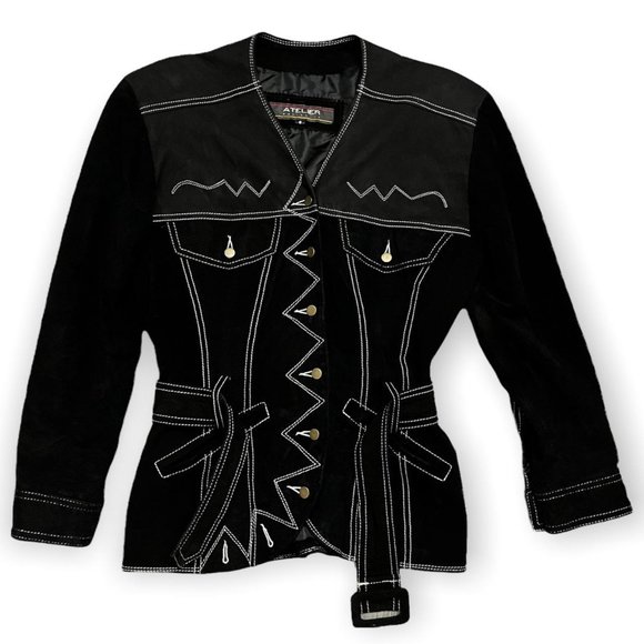 Vintage Atelier Australia Suede Sheepskin & Pigskin Leather Jacket - Womens 8 - Picture 1 of 4